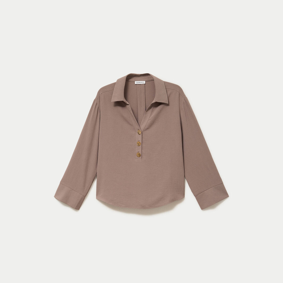 Blouse manches longues marron clair femme