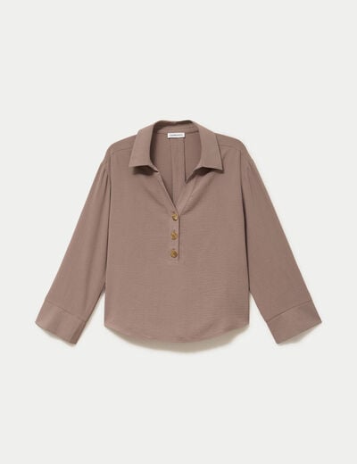 Blouse manches longues marron clair femme