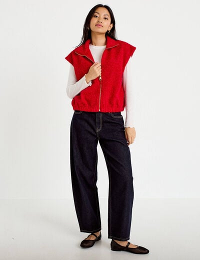 Gilet sans manches col montant rouge femme