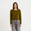 Gilet boutonn&eacute; manches longues vert olive femme