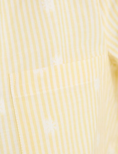 Chemise droite manches longues jaune citron femme