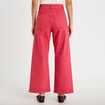 Jean wide leg cropped taille haute rose framboise femme