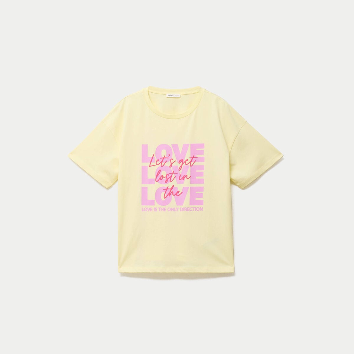 T-shirt boyfriend manches courtes jaune clair femme