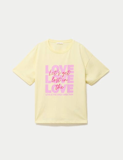 T-shirt boyfriend manches courtes jaune clair femme