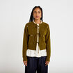Gilet manches longues brod&eacute; noeuds vert olive femme