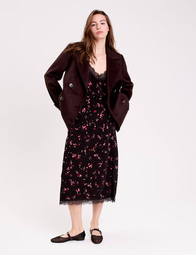 Jupe &eacute;vas&eacute;e 3/4 d&eacute;tail dentelle noir femme