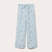 Pantalon large brod&eacute; Bridgerton bleu clair femme