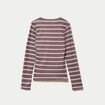 T-shirt ajust&eacute; col rond manches longues marron fonc&eacute; femme