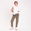 Pantalon jogging velours vert kaki femme