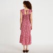 Robe longue &eacute;vas&eacute;e smock&eacute;e rouge femme