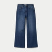 Jeans wide leg taille haute bleu fonc&eacute; femme