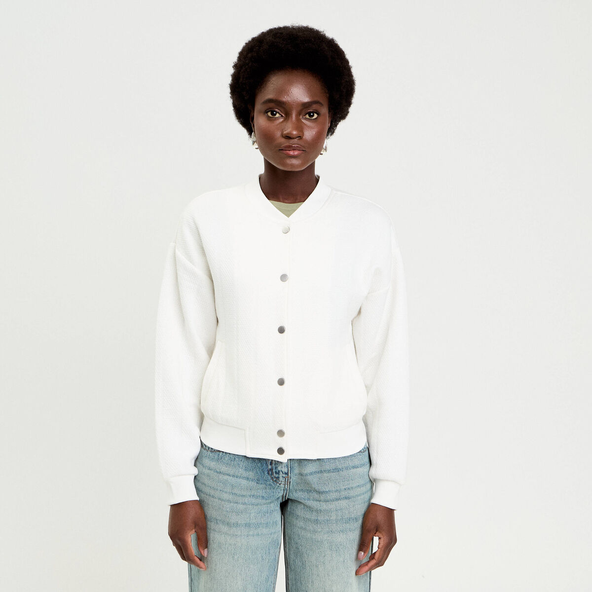 Veste manches longues ecru femme