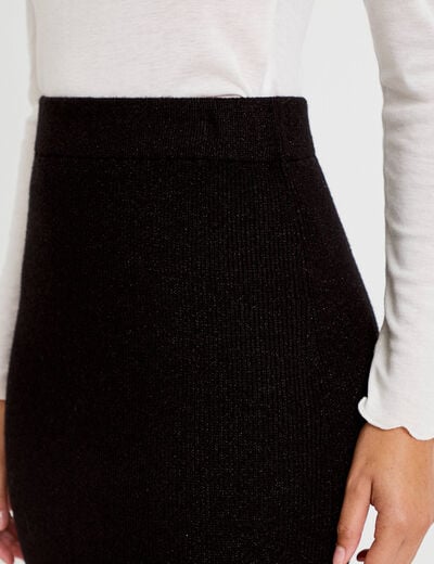Jupe ajust&eacute;e longueur 3/4 noir femme