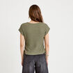 T-shirt ajour&eacute; d&eacute;tails cordons vert kaki femme
