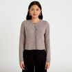 Gilet boutonn&eacute; manches longues taupe femme