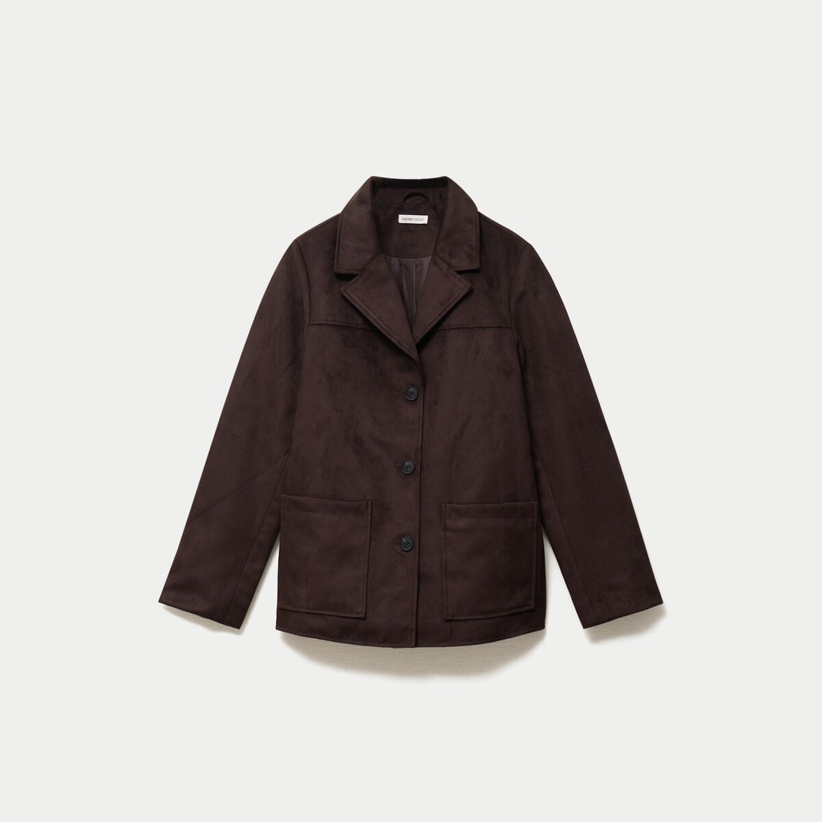 Blazer oversize manches longues daim marron chocolat femme