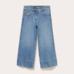 Jean wide leg cropped taille haute denim stone femme