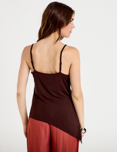 D&eacute;bardeur ajust&eacute; d&eacute;collet&eacute; dentelle marron fonc&eacute; femme