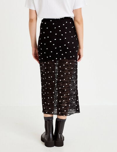 Jupe longue ajust&eacute;e en dentelle noir femme