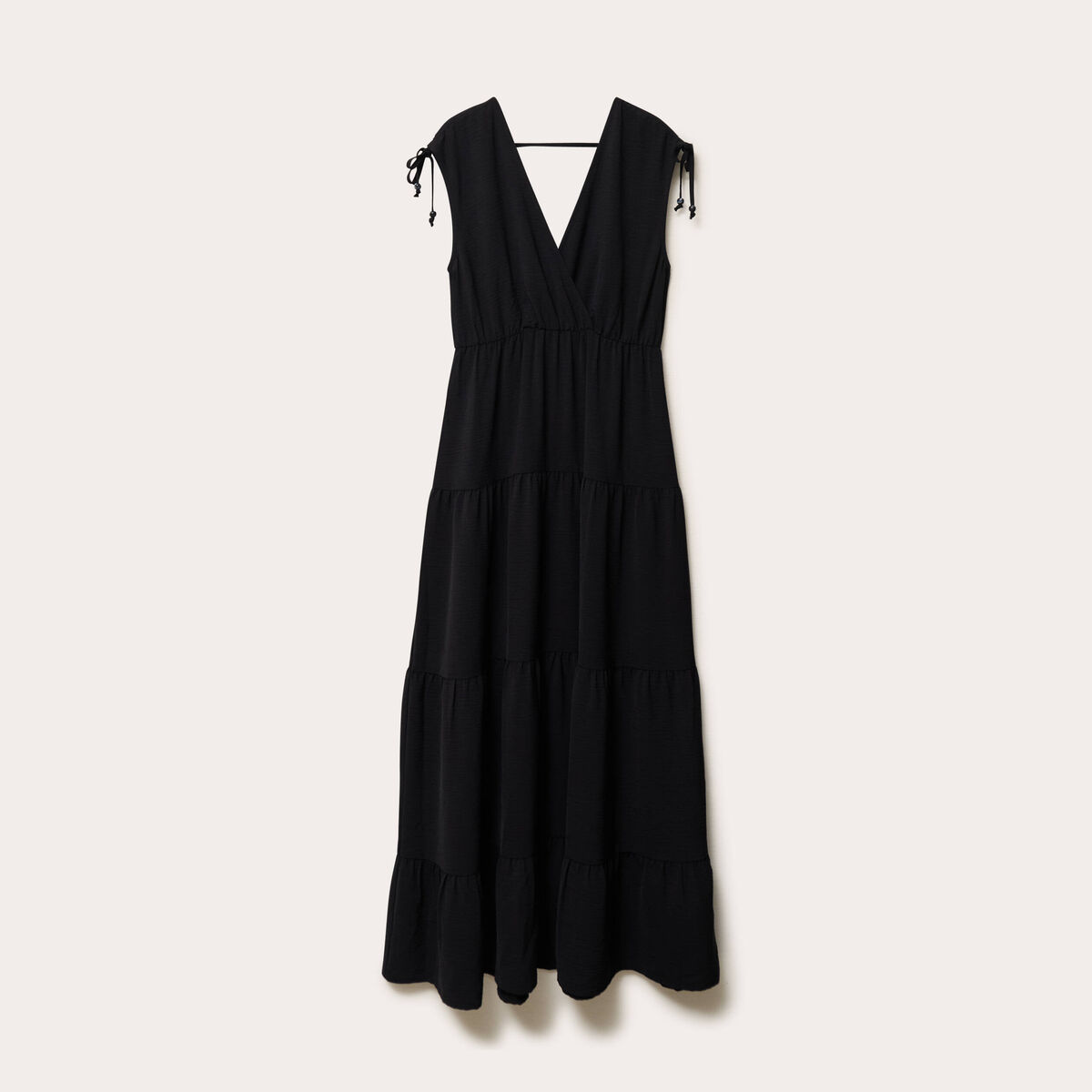 Robe longue &eacute;vas&eacute;e col V noir femme