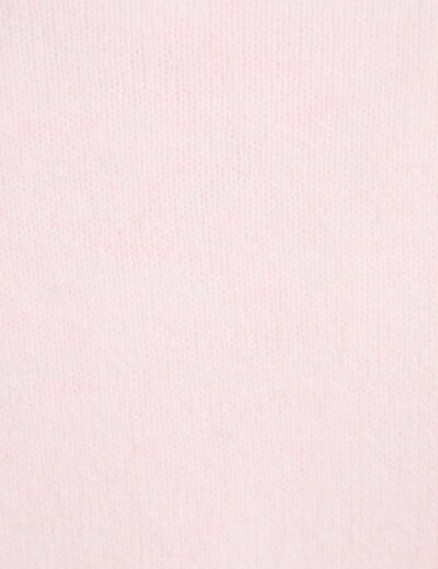 Gilet duveteux col v manches longues rose clair femme