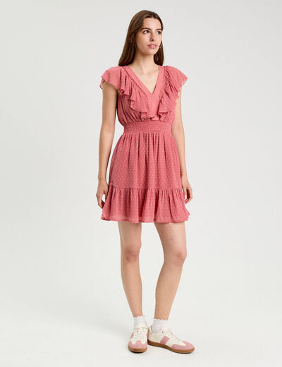 Robe &eacute;vas&eacute;e plumetis vieux rose femme