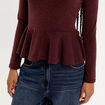 Pull ajust&eacute; court manches longues bordeaux femme