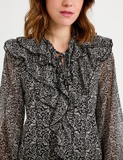 Blouse &agrave; volants noir femme