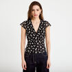 T-shirt ajust&eacute; court d&eacute;collet&eacute; dentelle noir femme