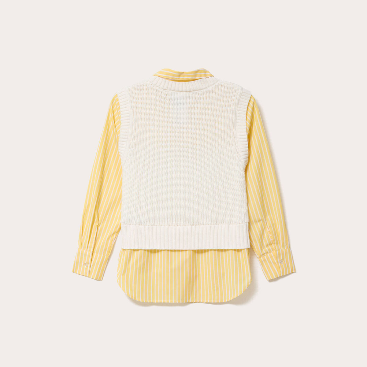 Pull chemise 2-en-1 jaune clair femme