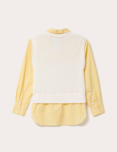 Pull chemise 2-en-1 jaune clair femme