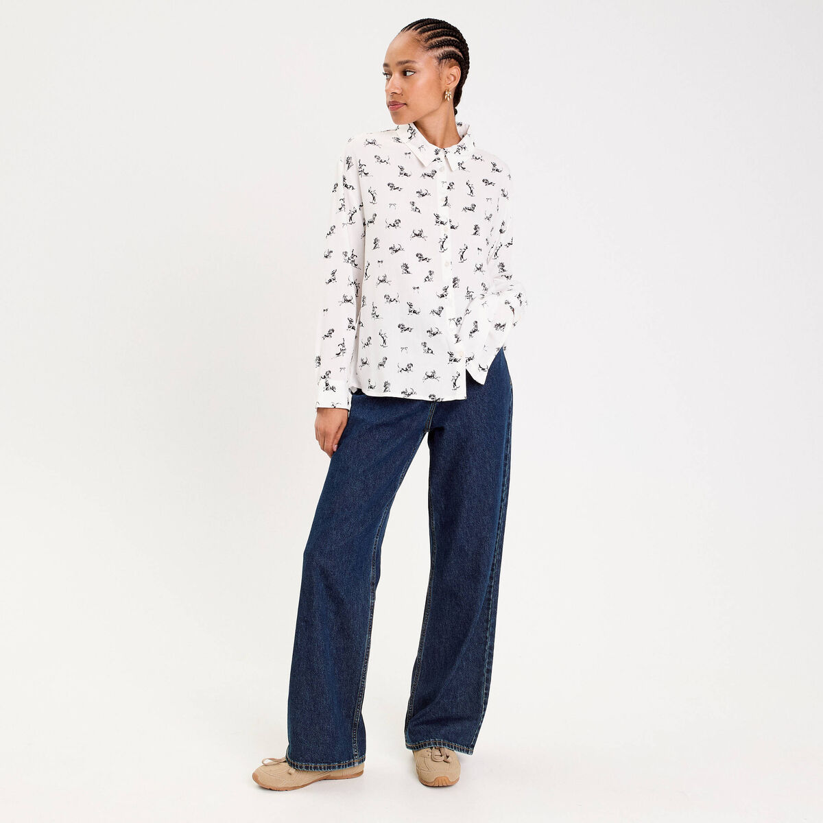 Chemise droite longue blanc femme