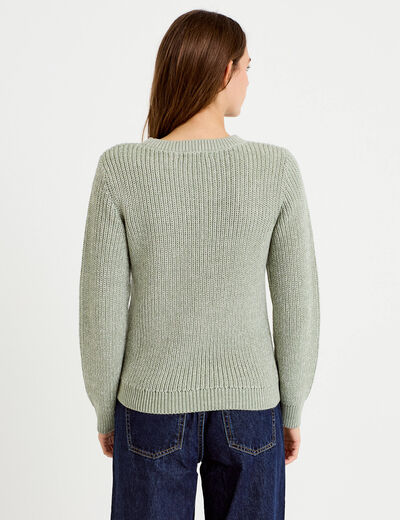 Pull manches longues brillant vert pastel femme