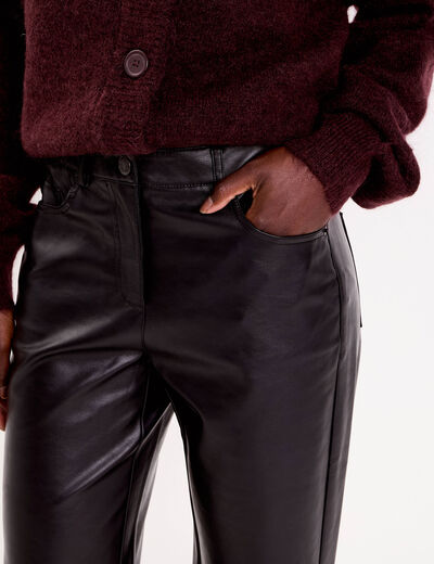 Pantalon large similicuir noir femme
