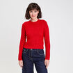 Pull ajust&eacute; col rond manches longues rouge femme