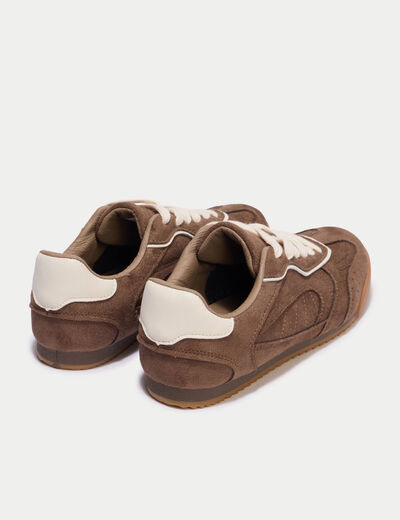 Basket aspect daim beige femme