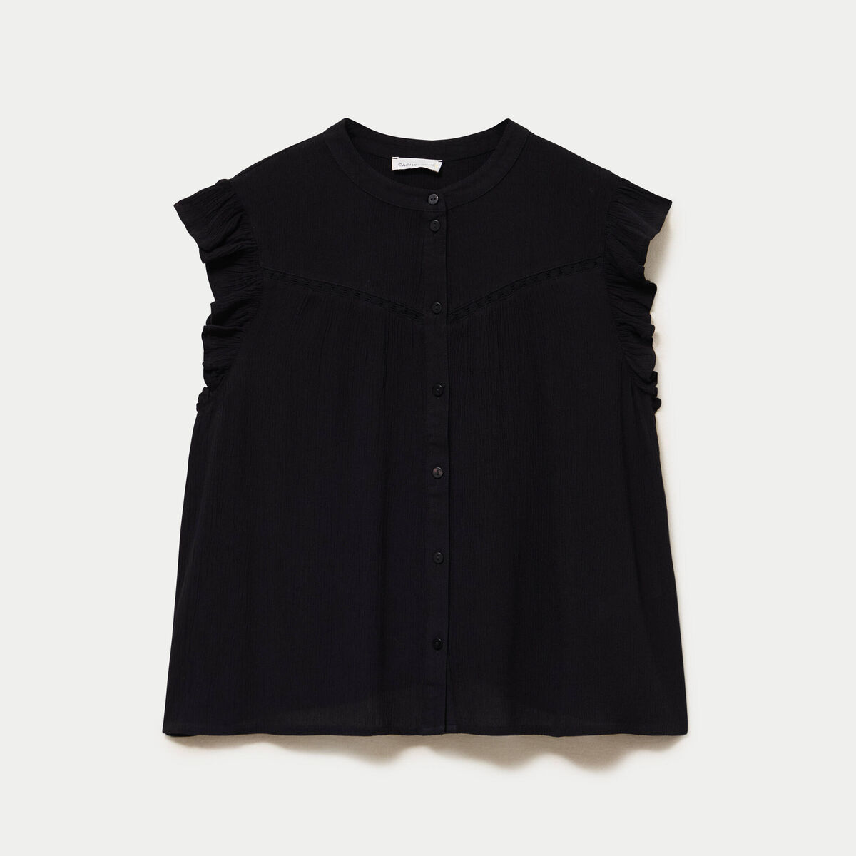 Top ample sans manches col carr&eacute; noir femme