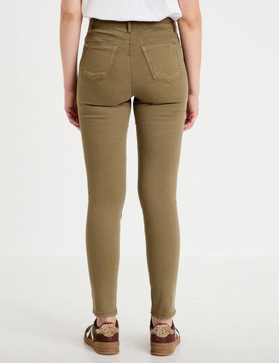 Jeans slim 5 poches vert kaki femme