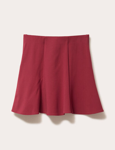 Jupe courte &eacute;vas&eacute;e stretch rouge fonc&eacute; femme