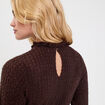 Blouse ajour&eacute;e manches longues marron fonc&eacute; femme