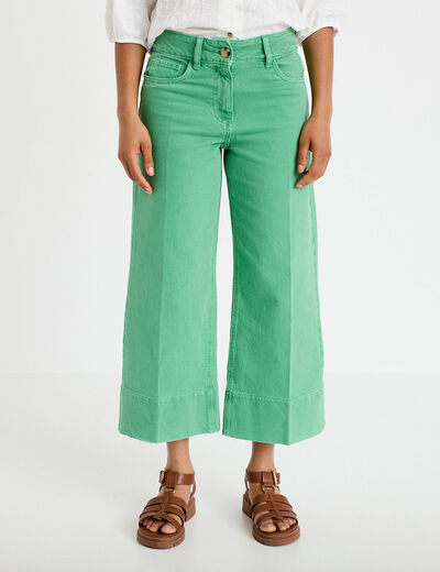 Pantalon bootcut 3/4 taille haute vert femme