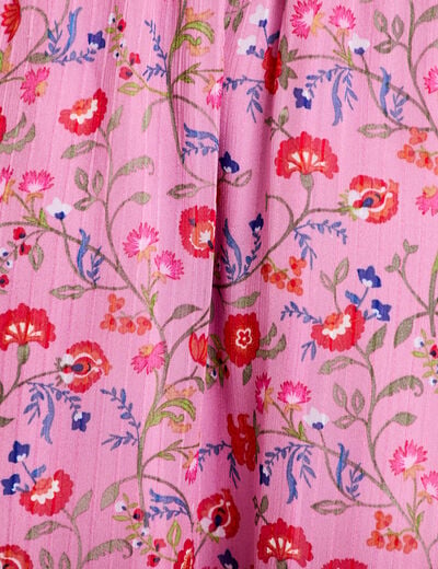 Robe longue &eacute;vas&eacute;e voile manches courtes rose femme