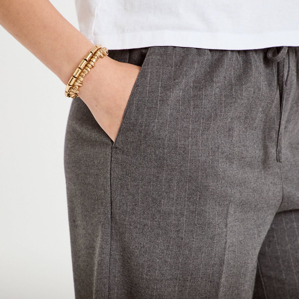 Pantalon bootcut taille standard gris femme