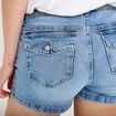 Short stretch en jean taille basse denim double stone femme