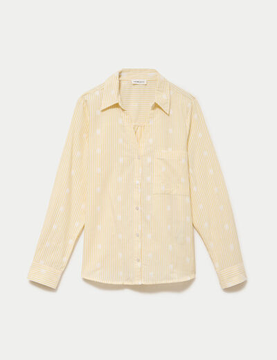 Chemise droite manches longues jaune citron femme
