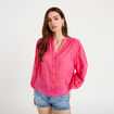 Blouse oversize manches longues rose fushia femme