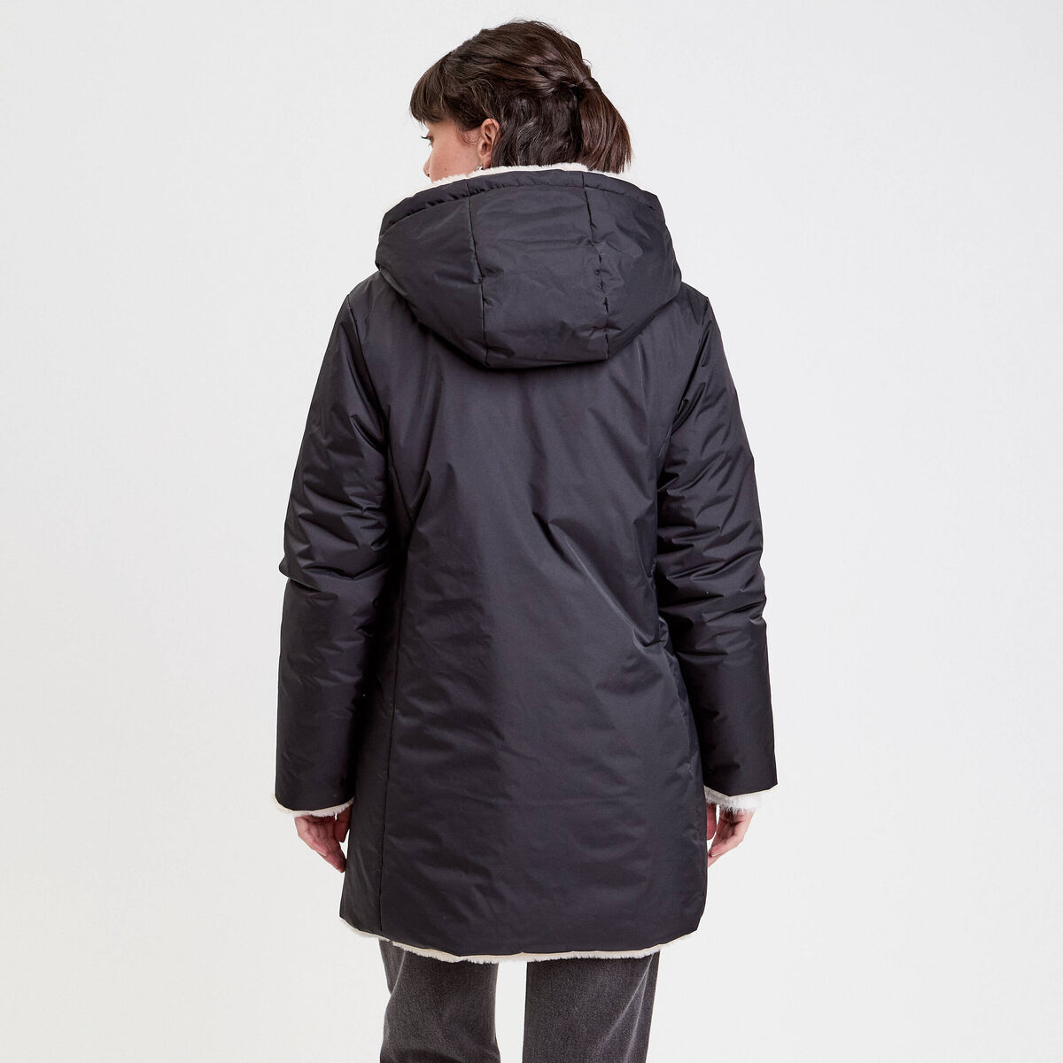 Parka r&eacute;versible &agrave; capuche noir femme