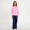 Pull ample col rond manches longues rose femme
