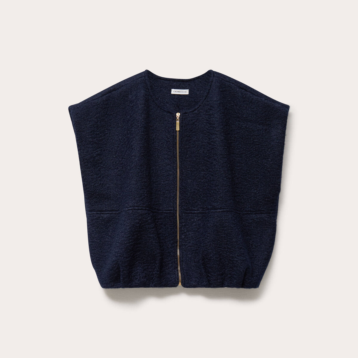 Veste oversize sans manches col rond bleu marine femme