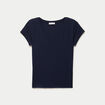T-shirt ajust&eacute; col v manches courtes bleu marine femme